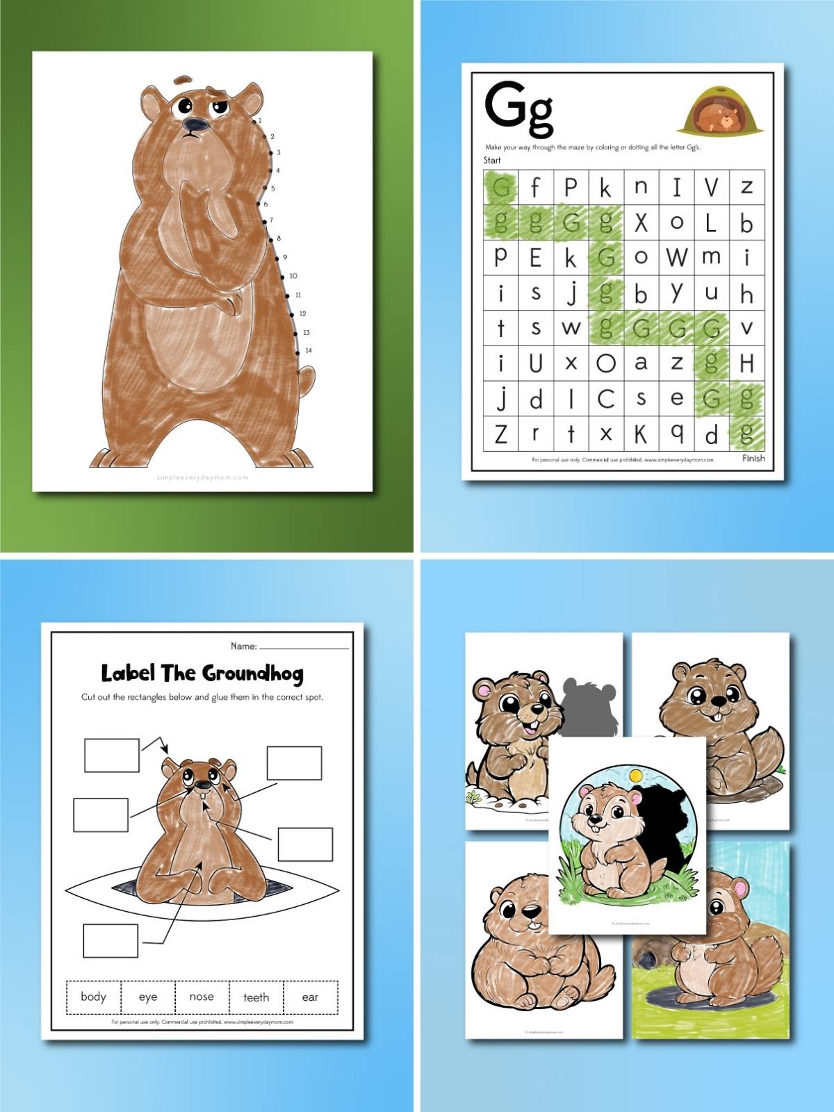 free printable groundhog letter mazes for kids